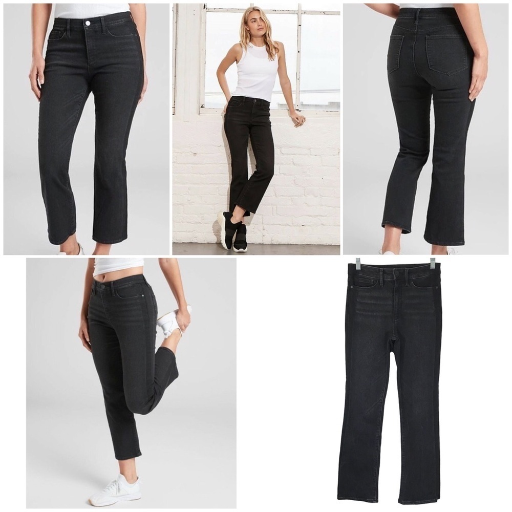 Athleta Sculptek High Rise Crop Kick Carbon Wash Denim Jeans Size 2 Waist 27